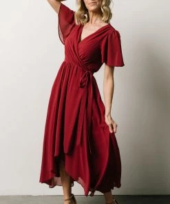 Soi Waverly Wrap Dress | Berry