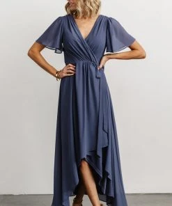 Soi Waverly Wrap Dress | Slate Blue