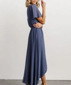Soi Waverly Wrap Dress | Slate Blue