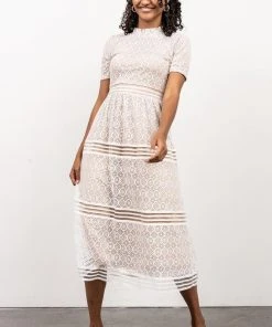 POL Windsor Lace Midi Dress | Ivory