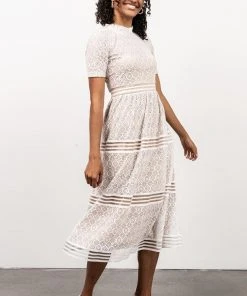POL Windsor Lace Midi Dress | Ivory