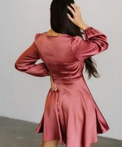 DD Woodbury Satin Mini Dress | Deep Mauve Dresses