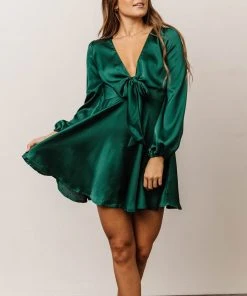DD Woodbury Satin Mini Dress | Green Dresses