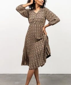 POL York Print Midi Dress | Black Dresses