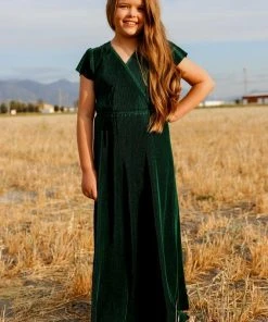 BB Custom Dresses Youth Athena Pleated Maxi Dress | Forest
