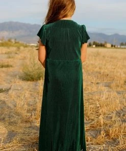 BB Custom Dresses Youth Athena Pleated Maxi Dress | Forest
