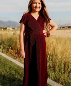 BB Custom Dresses Youth Athena Pleated Maxi Dress | Mulberry