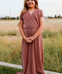 BB Custom Youth Athena Pleated Maxi Dress | Rose