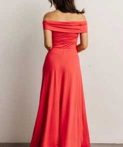 DD Dresses Zada Off Shoulder Maxi Dress | Pink Coral