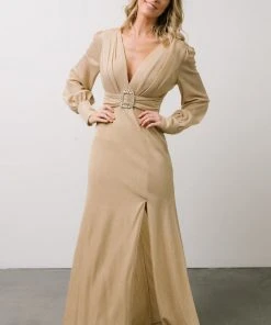 Soi Zae Shimmer Gown | Gold Dresses