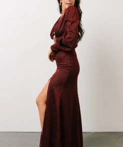 Soi Dresses Zae Shimmer Gown | Merlot 17 Soi Dresses Zae Shimmer Gown | Merlot