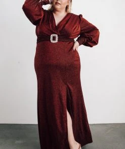 Soi Dresses Zae Shimmer Gown | Merlot 24 Soi Dresses Zae Shimmer Gown | Merlot