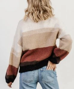 LUM Zaine Color Block Sweater | Natural + Clay Tops
