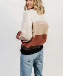 LUM Zaine Color Block Sweater | Natural + Clay Tops