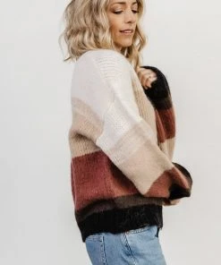 LUM Zaine Color Block Sweater | Natural + Clay Tops