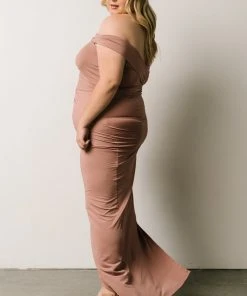 DD Zaire Off Shoulder Maxi Dress | Dusty Mauve Dresses