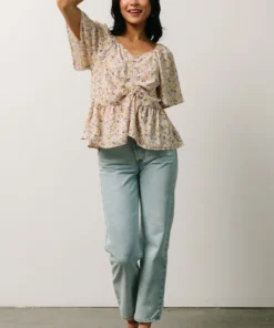 HAY Zale Peplum Top | Yellow + Lavender Tops 10 HAY Zale Peplum Top | Yellow + Lavender Tops