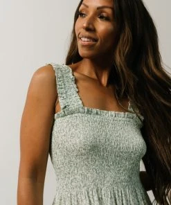 BS Zella Smocked Midi Dress | Sage Print Dresses
