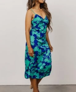 LUM Dresses Zo Lace Up Strap Dress | Navy Floral